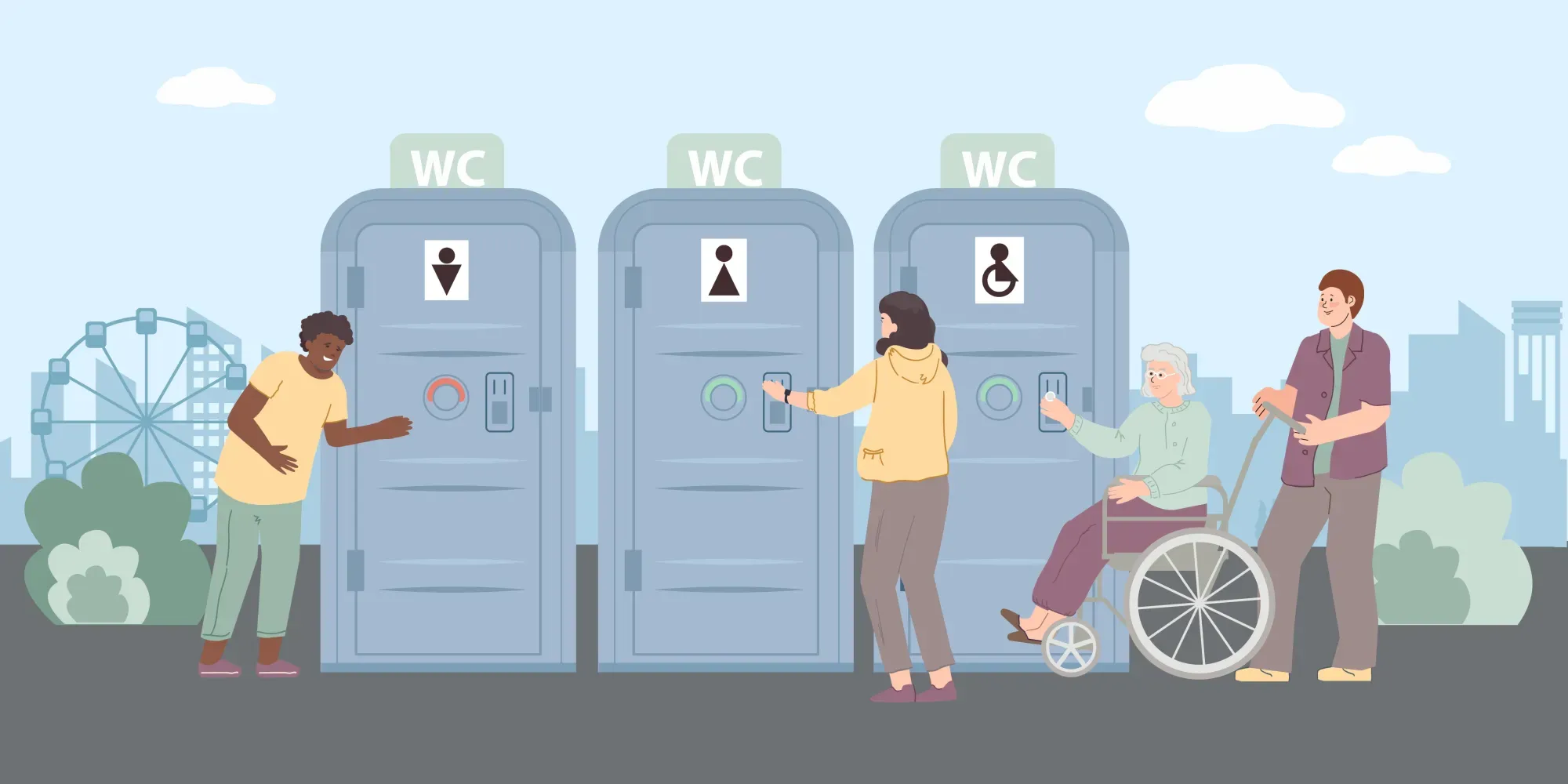 Illustration sanitaires mobiles